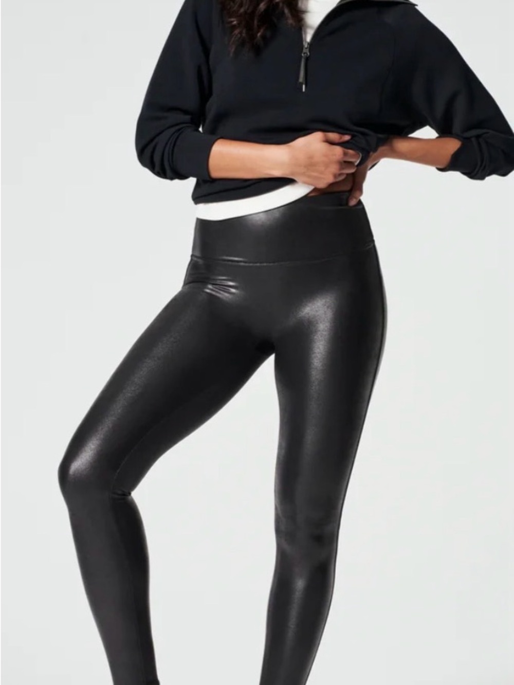 Spanx High-Waist Black Faux-Leather Leggings